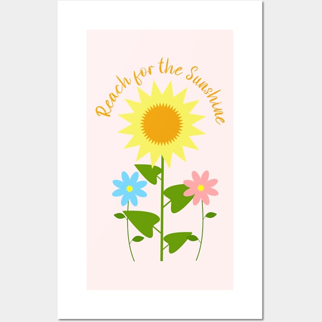 Reach for the Sunshine with Sunflower and Small Flowers Wall Art by DandelionDays